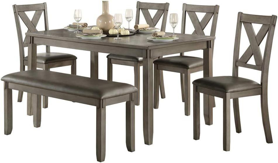 Homelegance Holders 6-Piece Set Dining Table, Grey